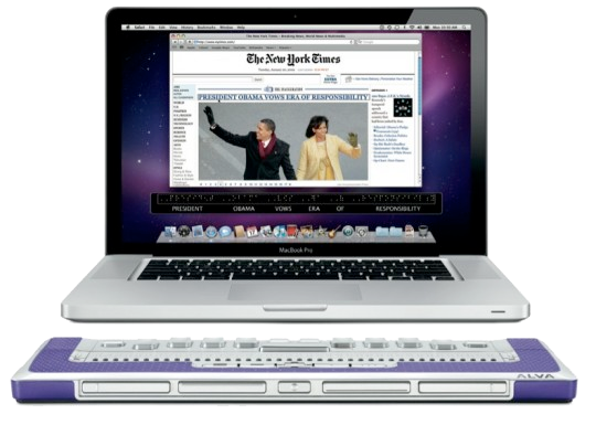 Brailleleesregel met Mac OS X laptop
