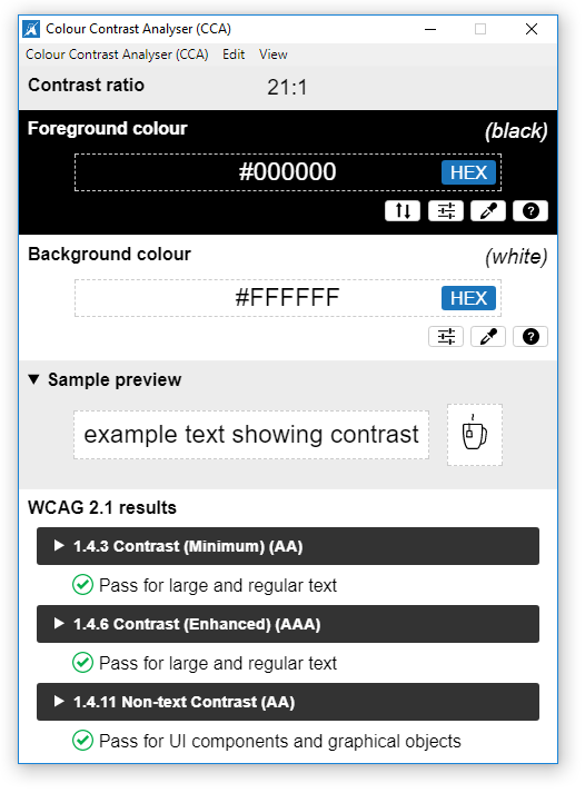 colour contrast analyser